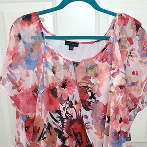 Tamara h floral print layered ruffle spring blouse 3x